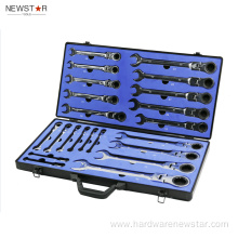 22pcs Flexible Ratchet Combination Wrench Set Aluminum Box